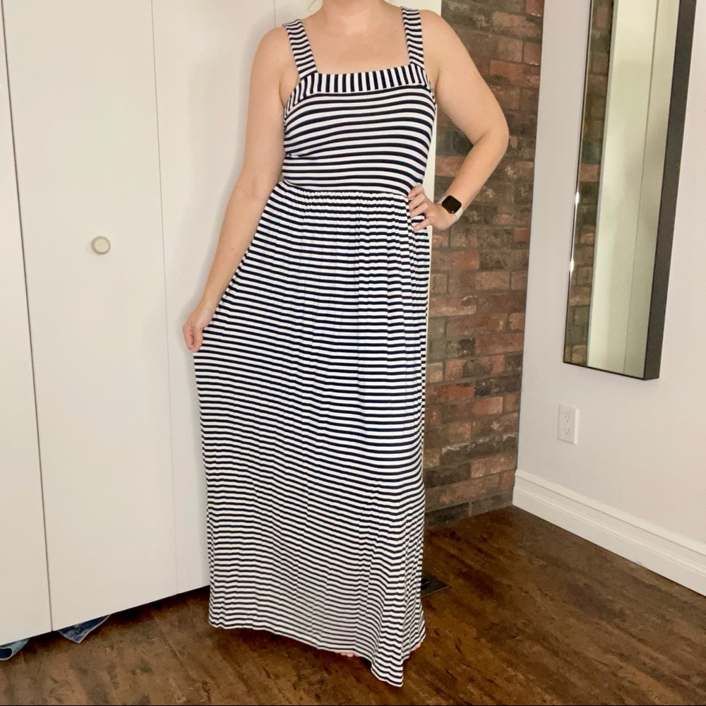LOFT navy and white stripe maxi size S